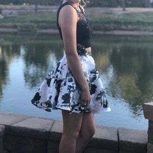 Two Piece Black and White Short Formal